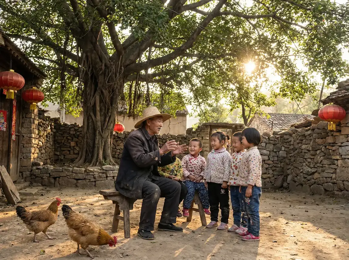 老人在大榕树下给孩子们讲故事 - 色欲狠狠躁天天躁无码中文字幕L 乡村记忆